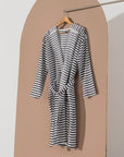 Bathrobe Turkish Cotton Light Weight Hood Quick-Dry Robe: Black Stripe