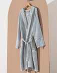 Bathrobe Turkish Cotton Light Weight Hood Quick-Dry Robe: Sky Blue