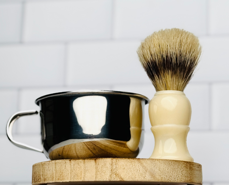 Stainless Steel Shave Cup & Brush Set