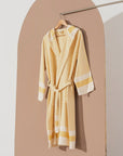 Bathrobe Turkish Cotton Light Weight Hooded Kimono Robe: Mustard