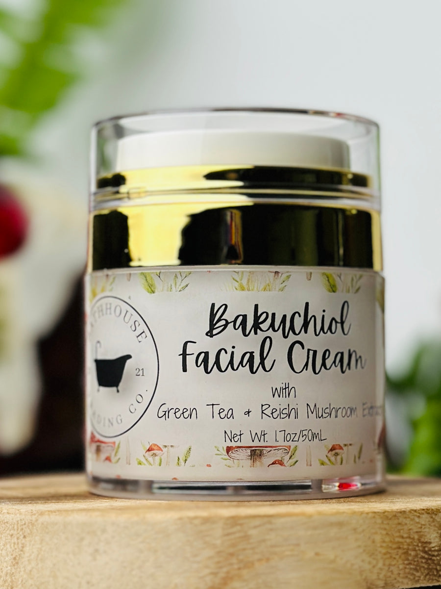 Bakuchiol Facial Cream with Green Tea & Reishi Mushroom Extract