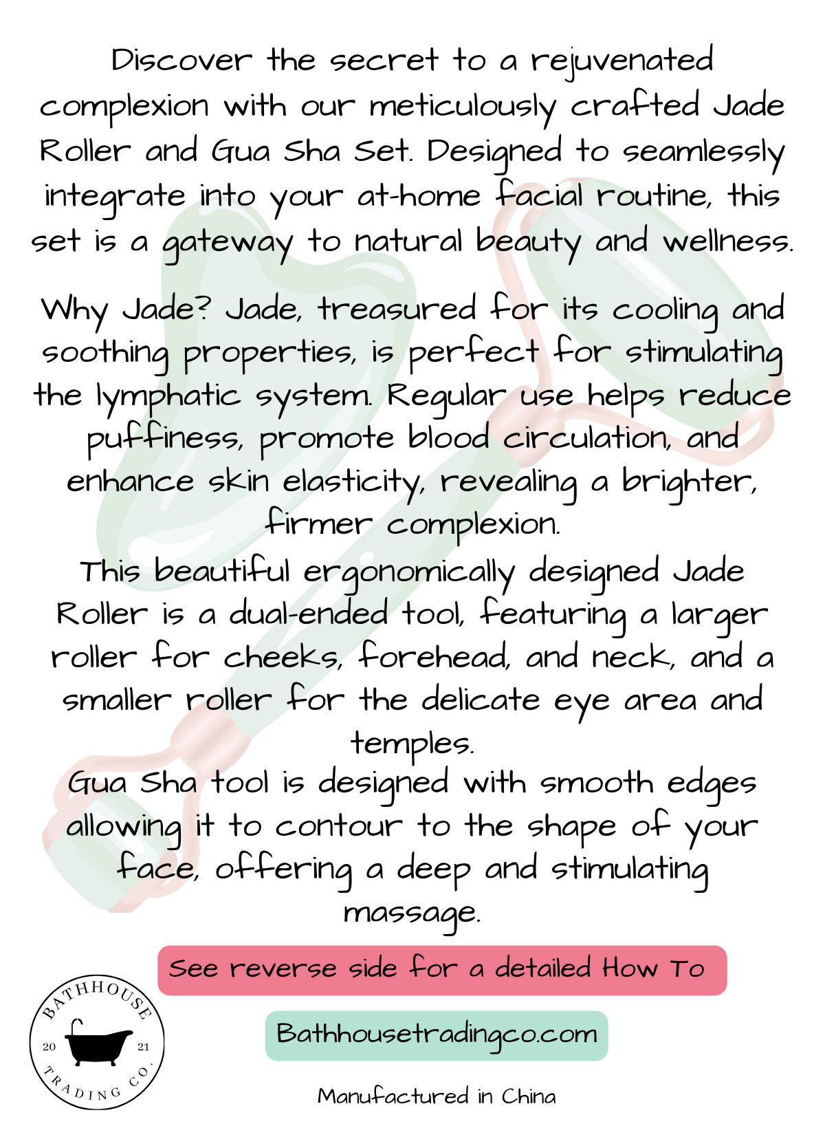 Jade Roller &amp; Gua Sha Set - Bathhouse Trading Company