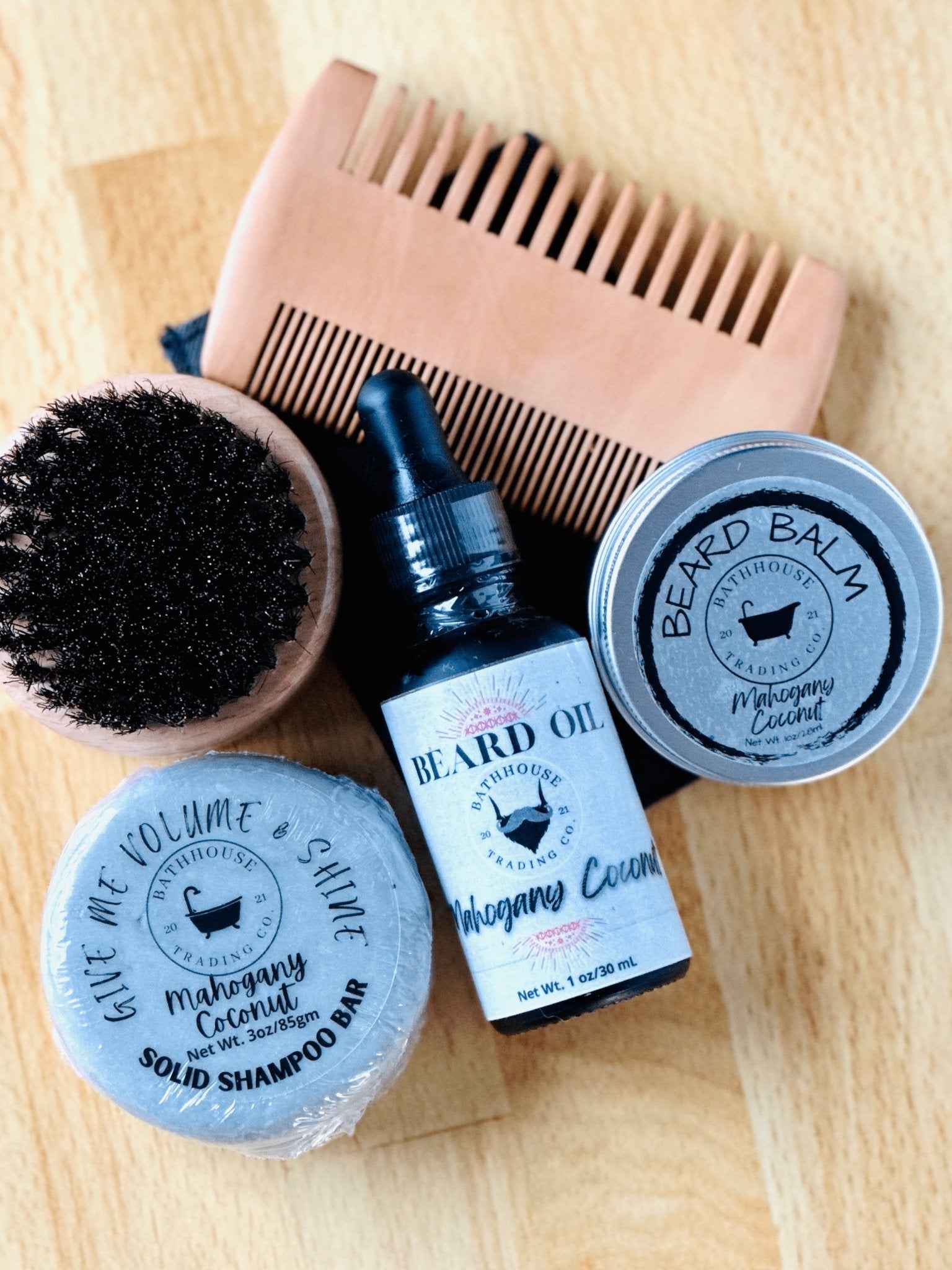Beard &amp; Hair Care Kit Mahogany Coconut - Bathhouse Trading Company