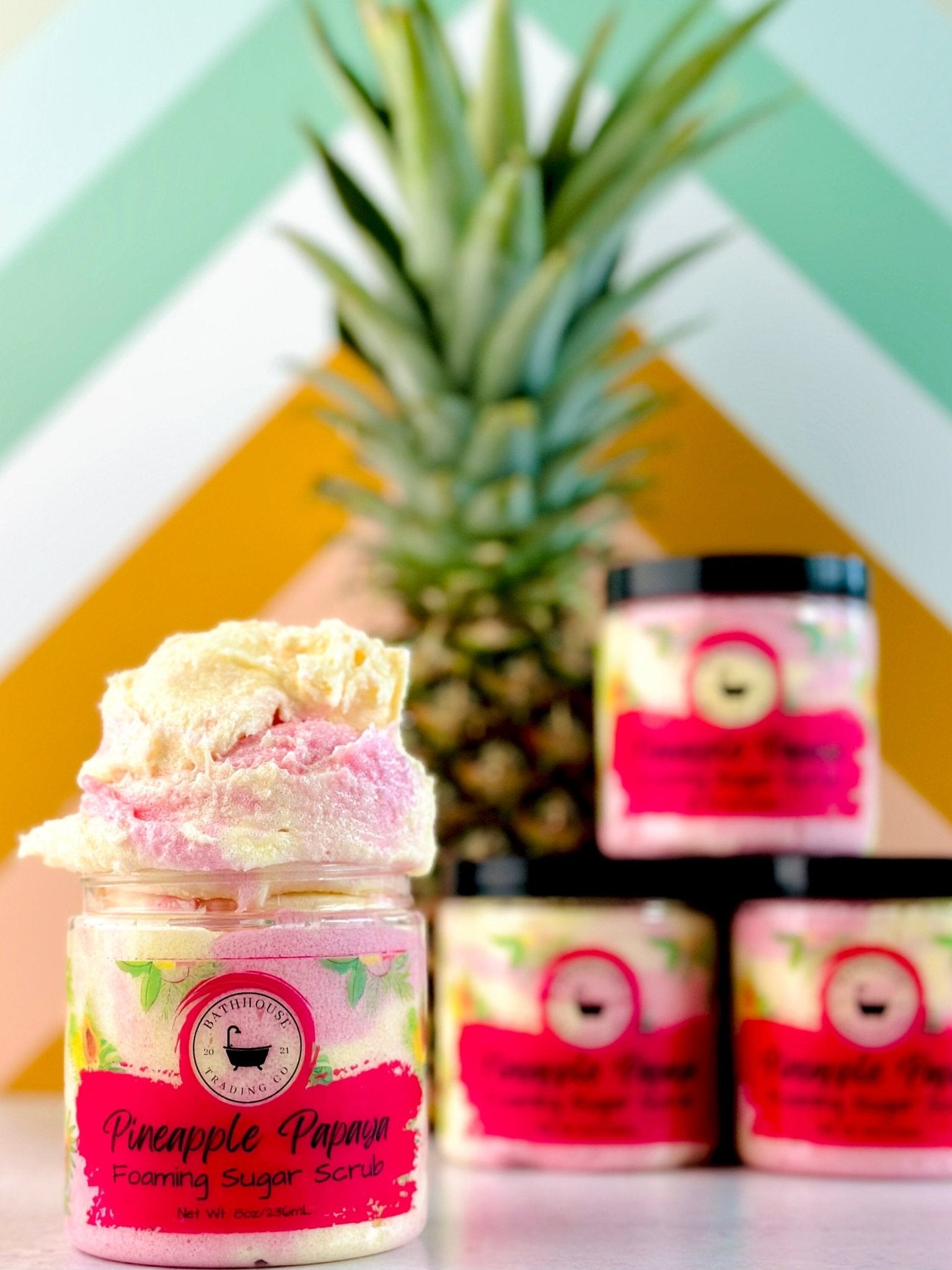 Pineapple Papaya Foaming Sugar Scrub - Bathhouse Trading Company